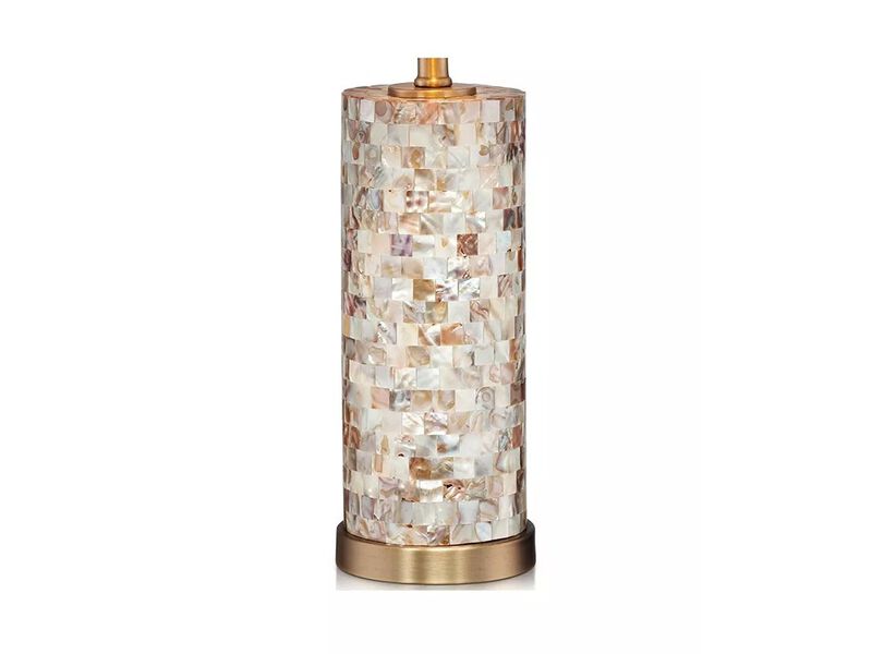 360 Lighting Margaret Coastal Accent Table Lamp  High Mother of Pearl Tile Cylinder Glass image number 3