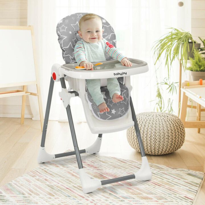 Hivvago Folding Baby High Dining Chair with 6-Level Height Adjustment