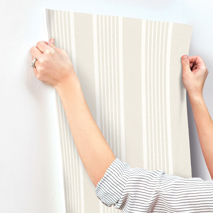 Bingley Beige Embellished Stripe Wallpaper (Set of 2)