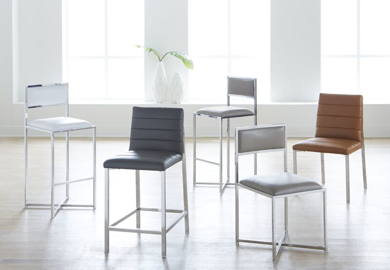 Amalfi X-Base Bar Stool in Cognac Leather - Set of 2 image number 2