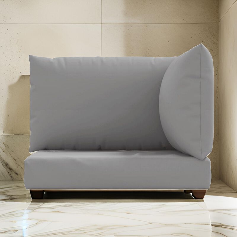 Paom 3pc Outdoor Patio Cushion for Bench, Plush Gray Oxford Fabric - Benzara