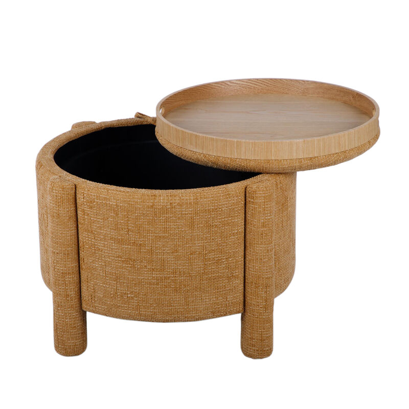 Bellamy Curry Chenille Storage Stool With Reversible Tray Top image number 4