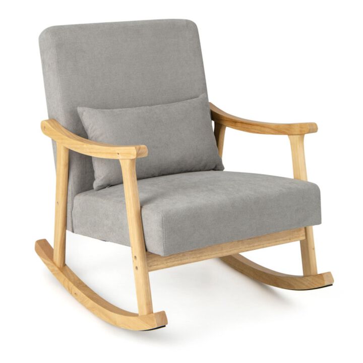 Hivvago Nursery Rocking Accent Chair with Rubber Wood Armrests