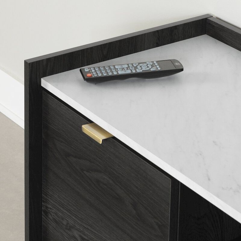 Hype TV Stand, Gray Oak and Faux Carrara Marble