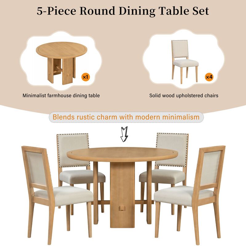 Merax 5-Piece Round Dining Table Set for 4