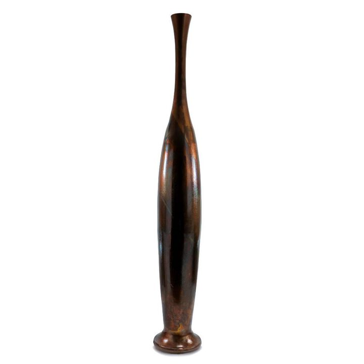 Hivvago 50 Inch Burnished Brown Aluminum Floor Vase