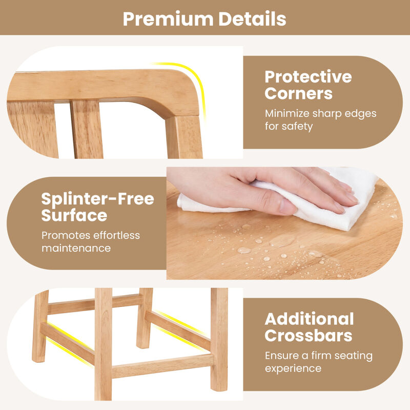 Set of 4 Rubber Wood Dining Chairs with Open Backrest Design image number 3