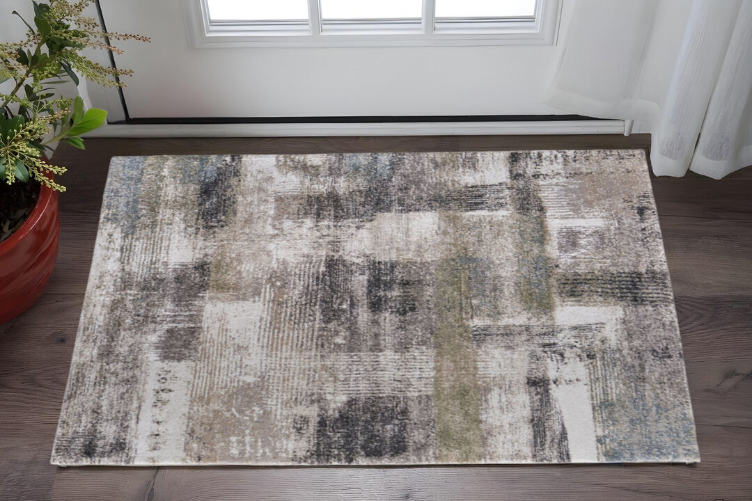 HomeRoots Abstract Distressed Area Rug