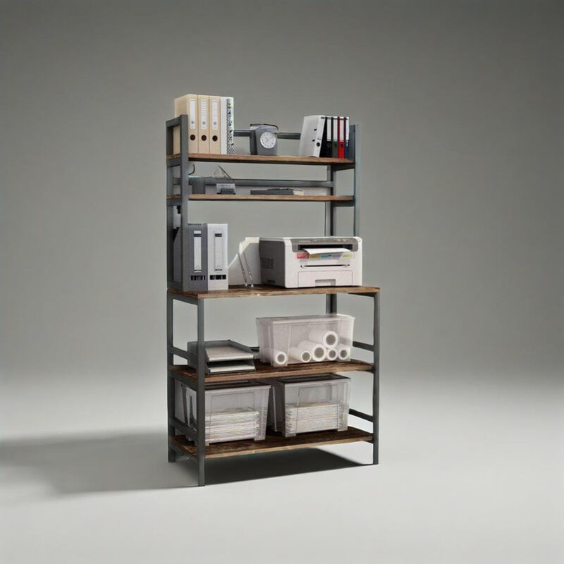 5-Tier Baker&rsquo;s Rack Organizer with Microwave Shelf and Storage Hooks