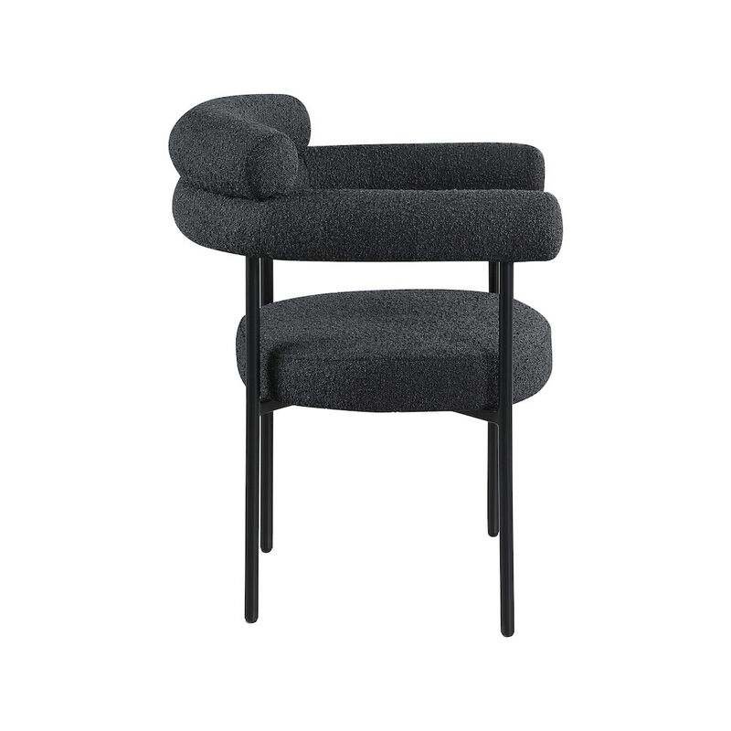 Meridian Furniture Blake Black Boucle Fabric Dining Chair, Set of 2
