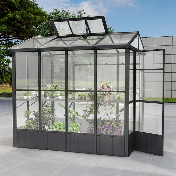 Mondawe 6.5 x 8 FT Polycarbonate Greenhouse, Outdoor Full Aluminum Heavy Duty Greenhouse with Extra 7.8FT Walk-in Height