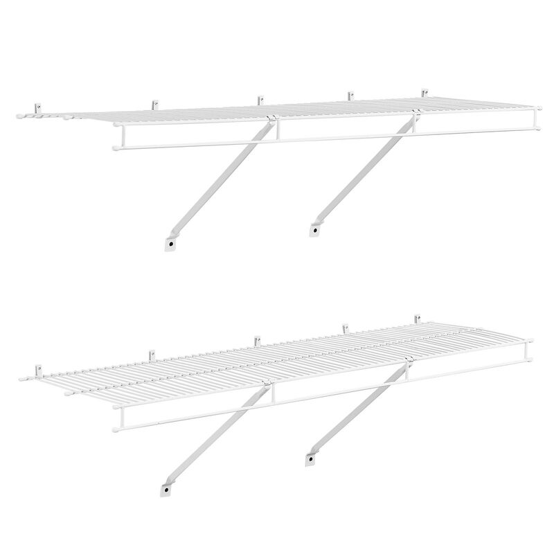 Set of 2 Wall Mounted Wire Shelves, Heavy Duty Carbon Steel Storage Rack image number 3