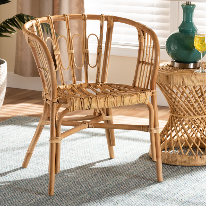 Baxton Studio Luxio Modern and Contemporary Natural Finished Rattan Dining Chair