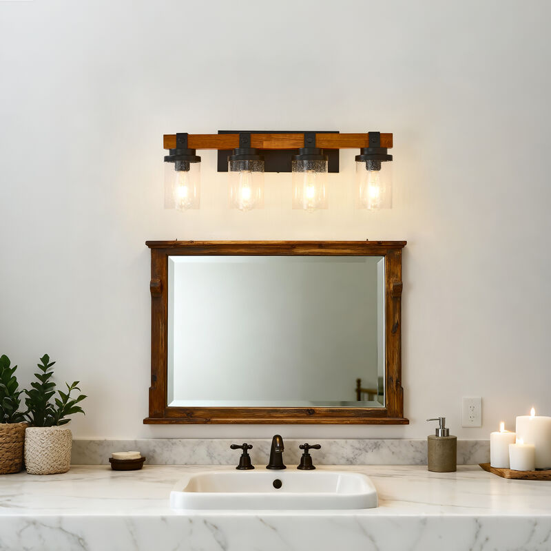 ELEMENT ACE 4-Light Wall Mount Lamp Fixture with Clear Glass Shade Decorative Indoor Lighting for Bathroom Vanity Dining Room Hallway Bedroom Entryway image number 8