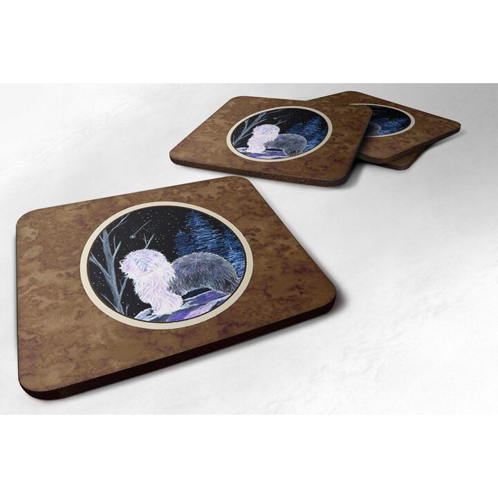 Caroline's Treasures SS8401FC Starry Night Old English Sheepdog Foam Coasters Set of 4 (Set of 4), 3.5 H x 3.5 W, Multicolor