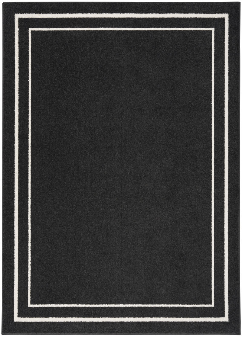 HomeRoots 5' X 7' Black And Ivory Indoor Outdoor Area Rug image number 0