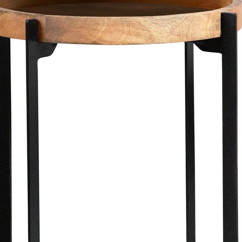 24 Inch Modern End Accent Table, Round Marble Shelf, Wood, White, Brown