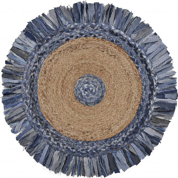 HomeRoots Abstract Geometric Hand Woven Round Rug