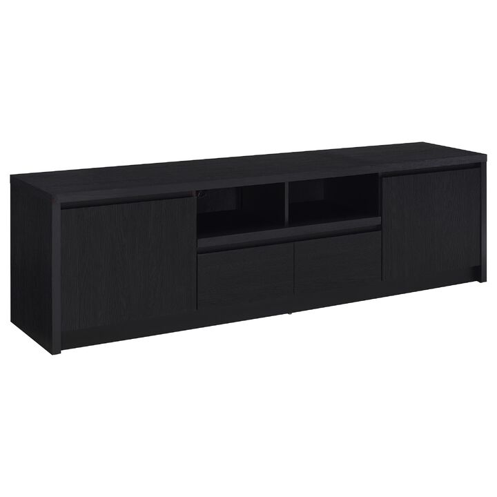 Winie TV Stand Media Console, 2 Doors, Open Shelf, Wood