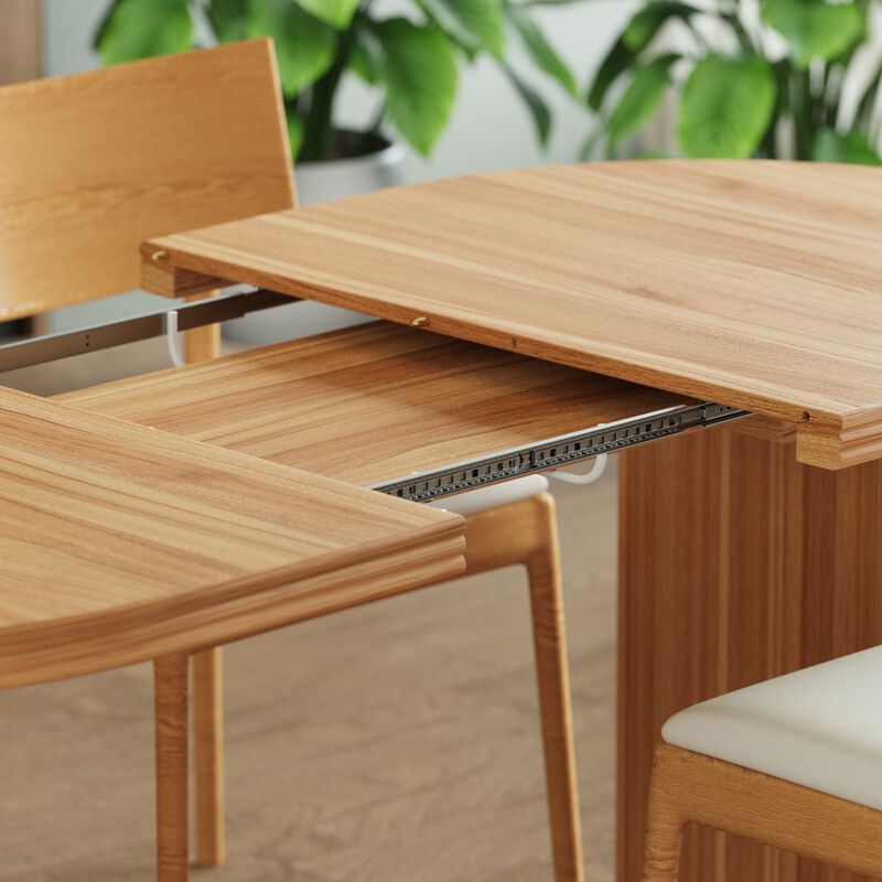 55.12"-70.87"Modern Extendable Dining Table with removable extension leaves,Mid-century modern style home table image number 5