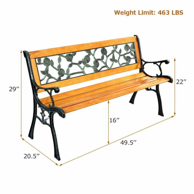 Hivago 49 1/2 Inch Patio Park Garden Porch Chair Bench