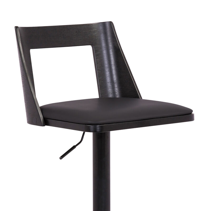 Hivvago 24 Inch Black Faux Leather And Iron Swivel Adjustable Height Bar Chair