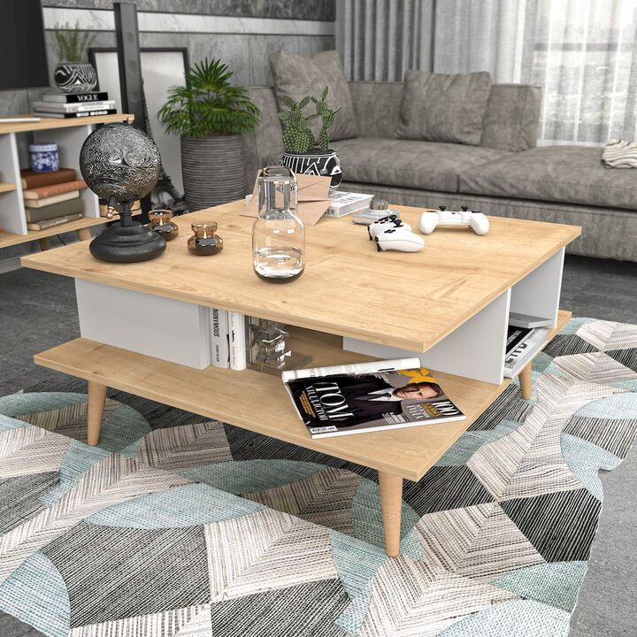Decorotika Akya Coffee Table - Sapphire Oak & White