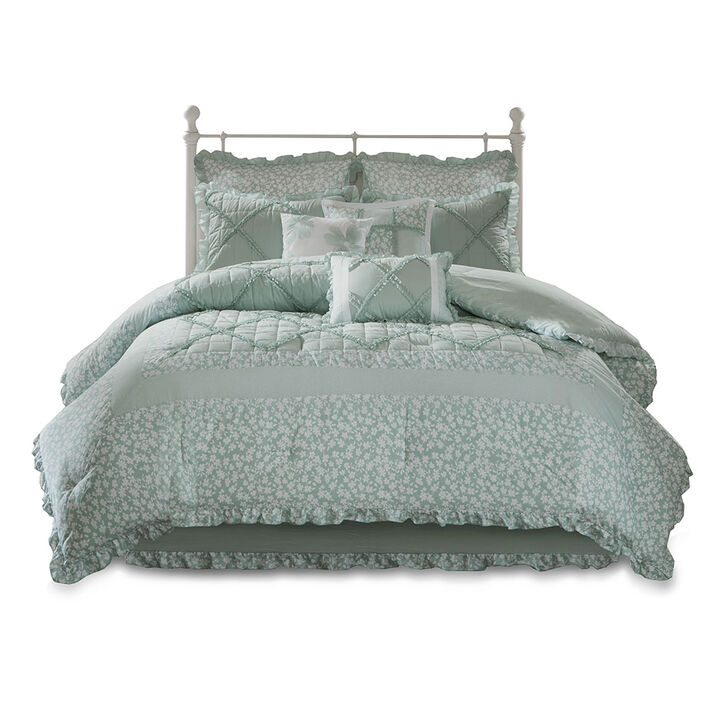 Gracie Mills Moshe 9-Piece Cotton Percale Comforter Set