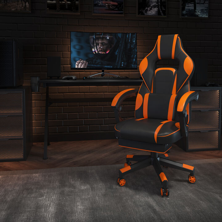 X40 Gaming Chair Racing Ergonomic Computer Chair with Fully Reclining Back/Arms, Slide-Out Footrest, Massaging Lumbar - /