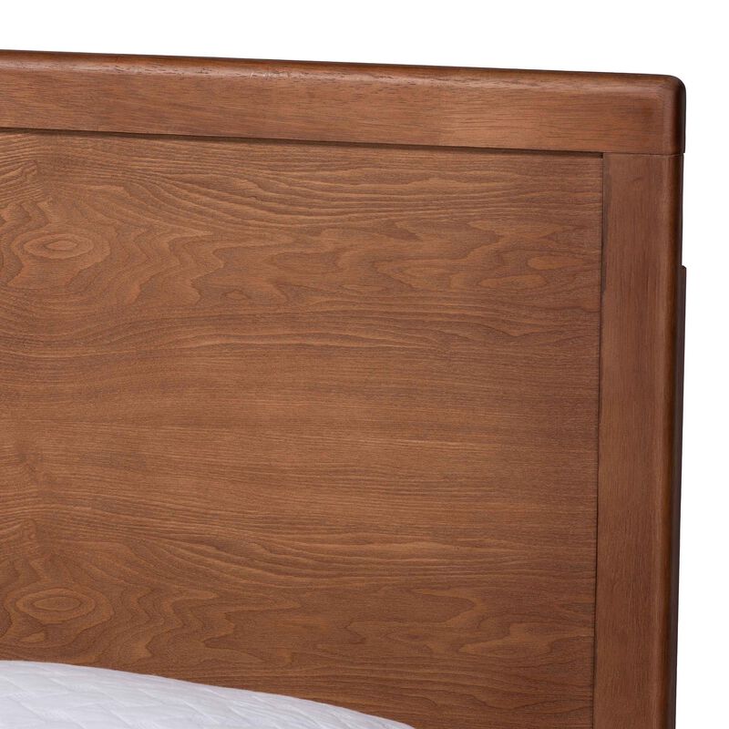 Baxton Studio Jiro Platform Bed - Mid-Century Modern Wood Bed Frame with Panel Headboard and Angled Legs for Bedroom or Guest Room, Full image number 3