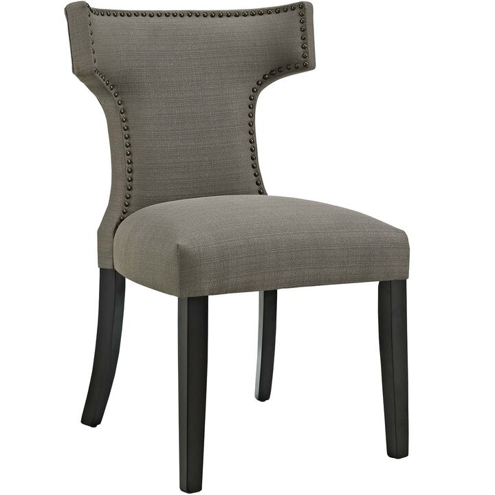 Modway Curve Mid-Century Modern Upholstered Fabric with Nailhead Trim in Granite, One Chair