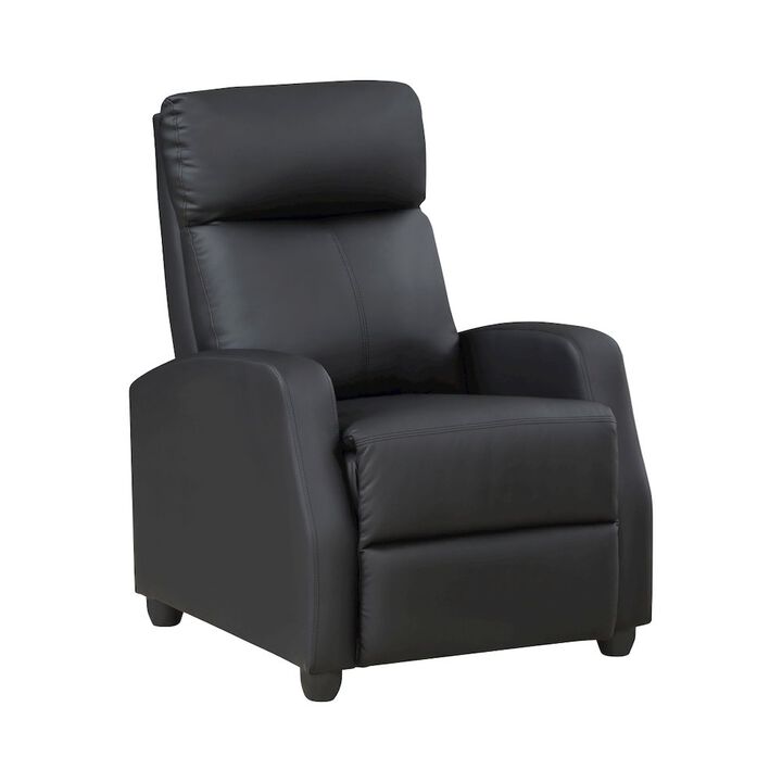 Lexicon Greenfield Faux Leather Push back Recliner in Black