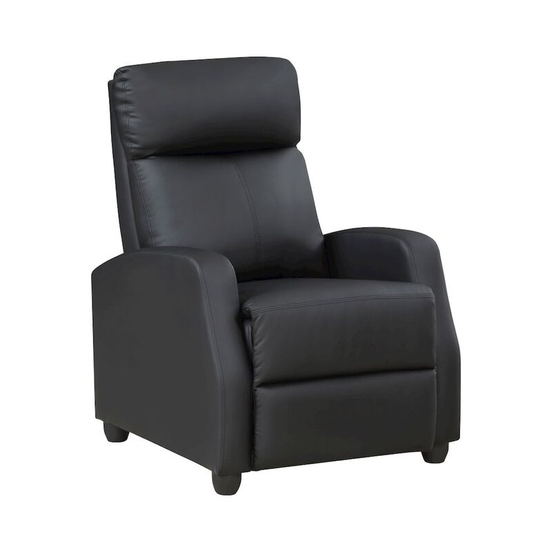Lexicon Greenfield Faux Leather Push back Recliner in Black