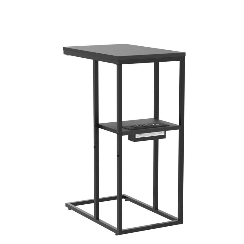 Yoobure C Shaped End Table with Charging Station, Small Side Tables for Living Room, Bedroom, Sofa Table with USB Ports and Outl