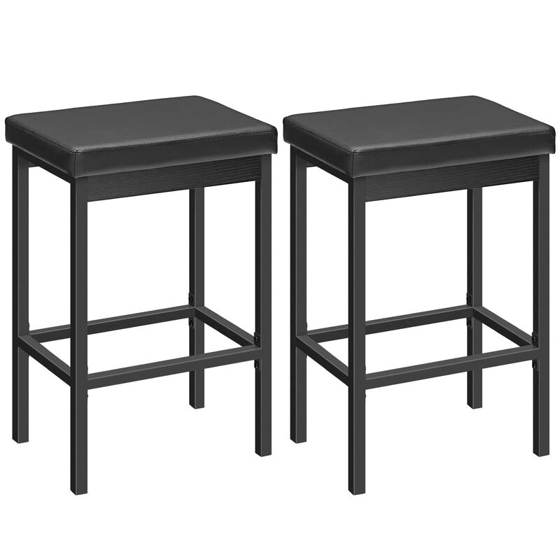 2-Piece Bar Stool Set with Thick Padded Seat For Home-Black image number 0