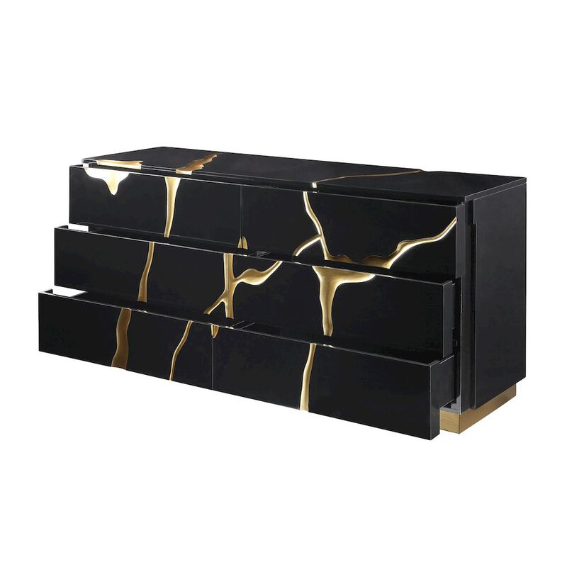 Modern Lacquered Dresser with Striking Crack Accents and Base image number 4