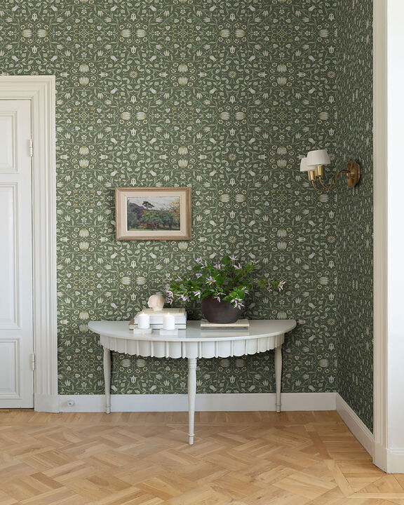 No 1 Holland Park Green Floral Wallpaper