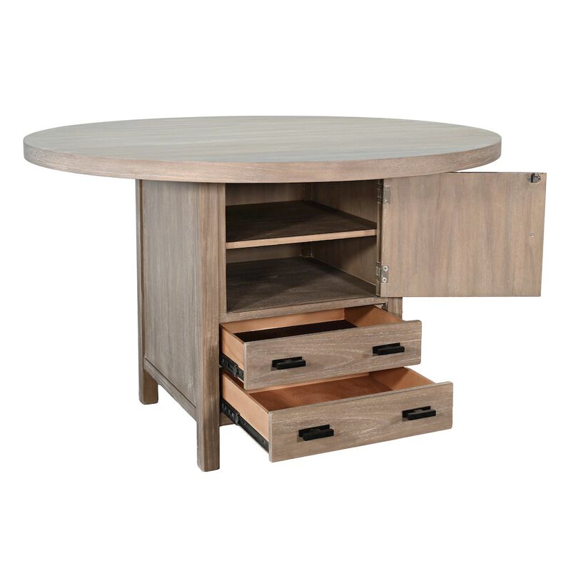 Sunny Designs Round Dining Table with Built-in Storage Cabinet and Drawers image number 2
