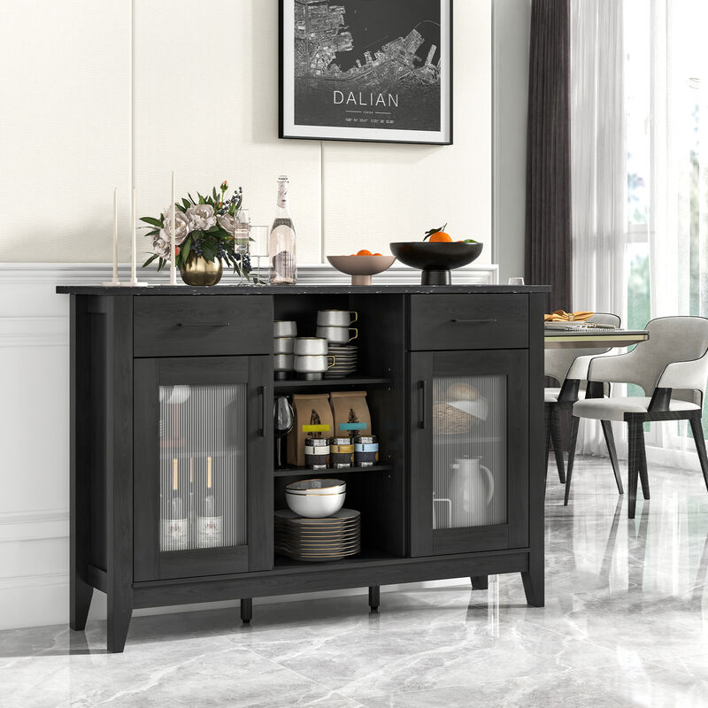 Sideboard Buffet Cabinet with 2 Drawers and 4 Adjustable Shelves