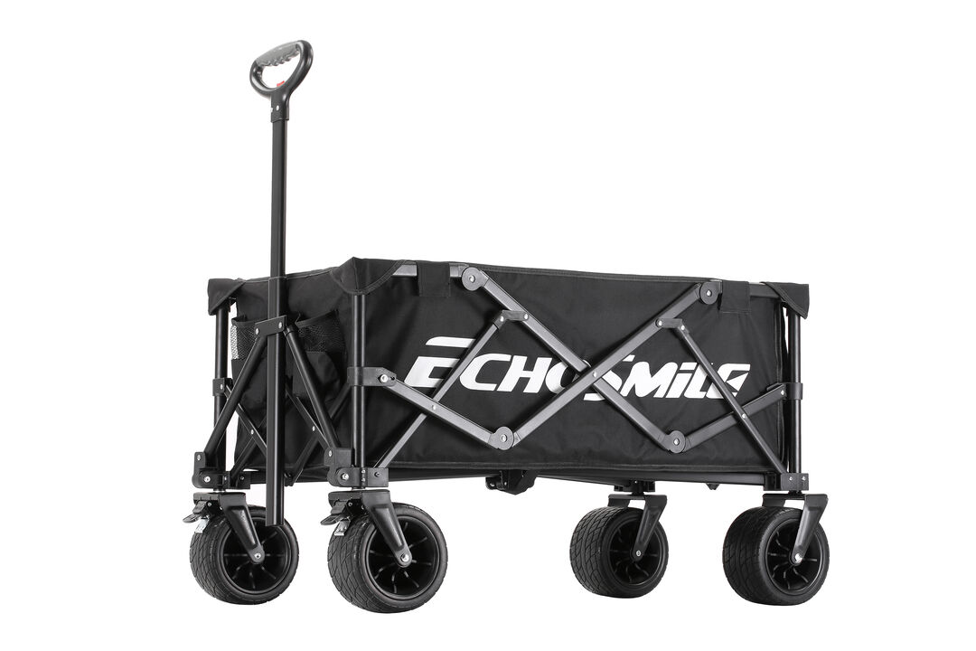 EchoSmile 4.54 cu. ft. Fabric Portable Garden Cart with Adjustable Rolling Wheels in Black