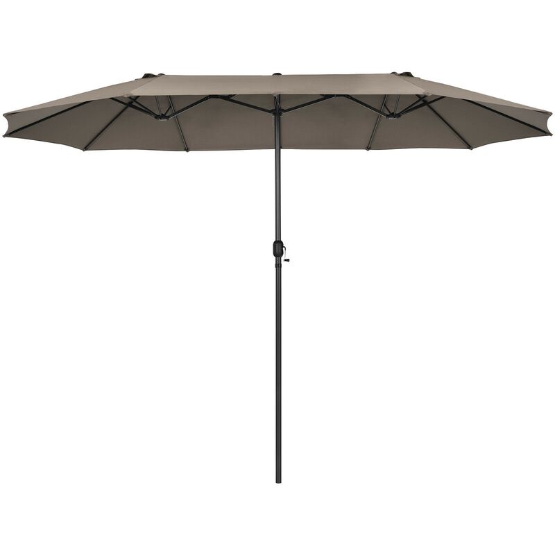 Extra-Wide Patio Umbrella &ndash; Dual Canopy with Crank Lift for Backyard or Garden image number 3