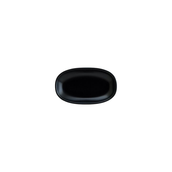 Notte 7.5" x 4.25" x h:1" Oval Black Vitrified Platter (Set of 2)
