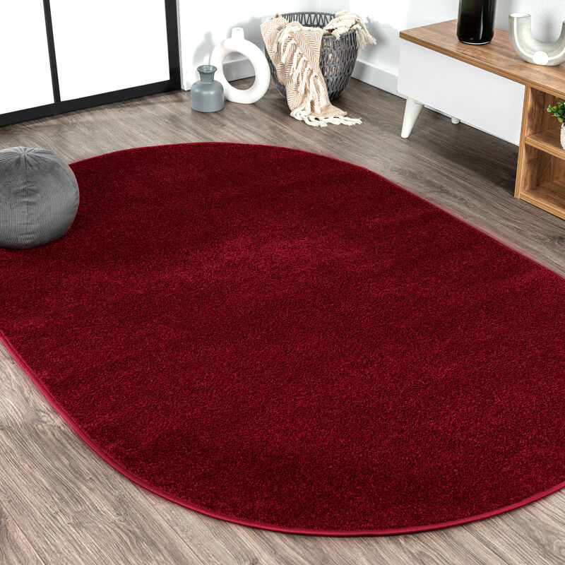 Haze Solid Low Pile Oval Area Rug