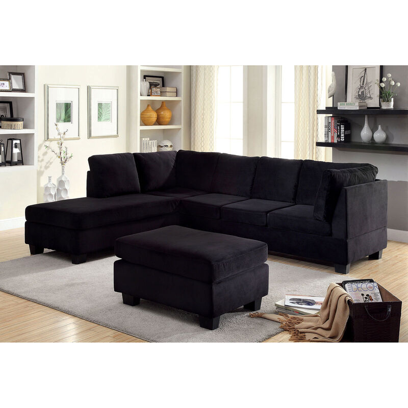 Flannelette Living Room Ottoman, Black image number 4
