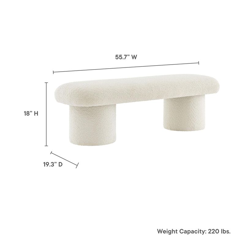Modway Orla Chenille Upholstered Bench in Cream image number 2
