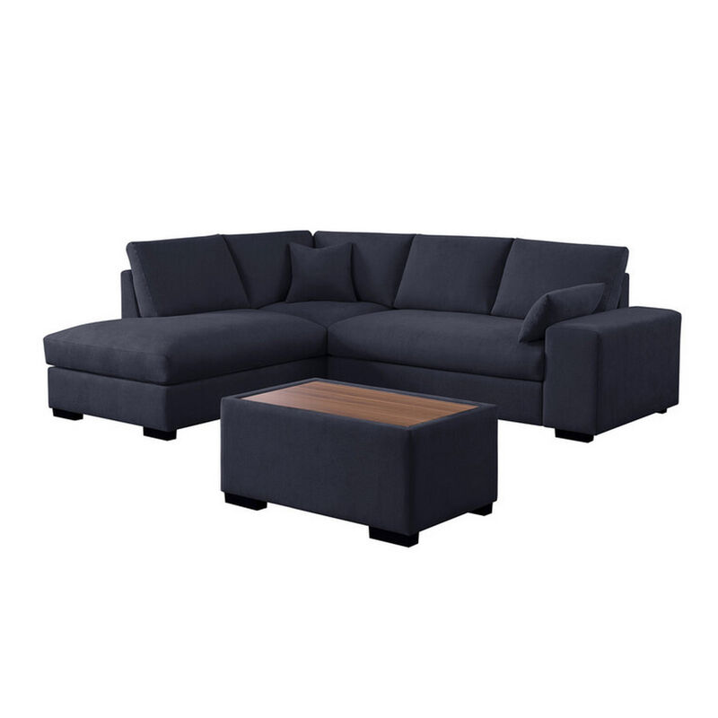 Eri 100 Inch Sectional Sofa, Right Chaise, Ottoman, Pillows, Dark Gray