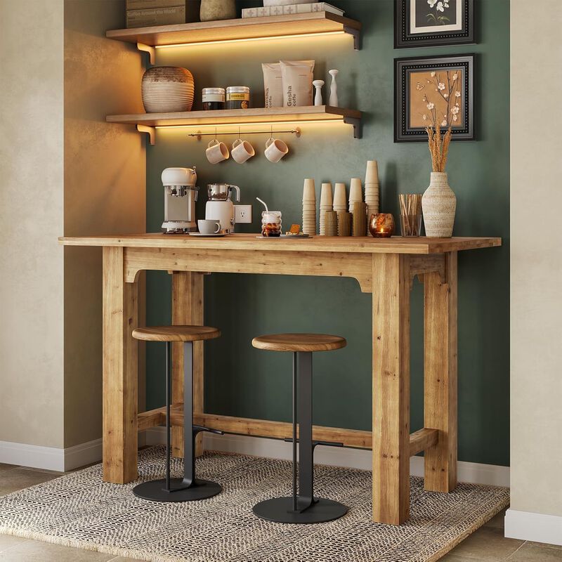 Wooden Bar Dining Table with Counter Height Design for Kitchen and Dining Room image number 5