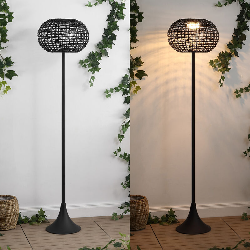 Jaemin 58" Modern Coastal Faux Rattan Integrated Indoor/Outdoor LED Solar Powered Floor Lamp