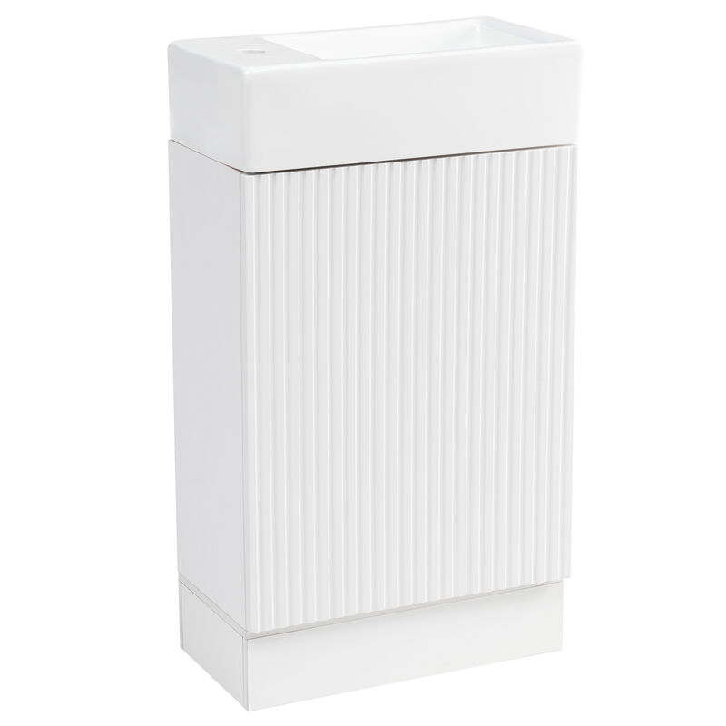 Whisen Modern Bathroom Vanity with Sink, Bathroom Vanity Cabinet with Two-tier Shelf - Gray