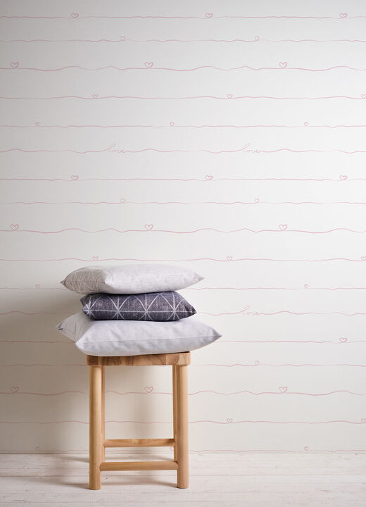 Love & Hearts Pink Script Wallpaper